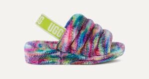 NEW UGG women's fluff yeah pixelate slippers in white